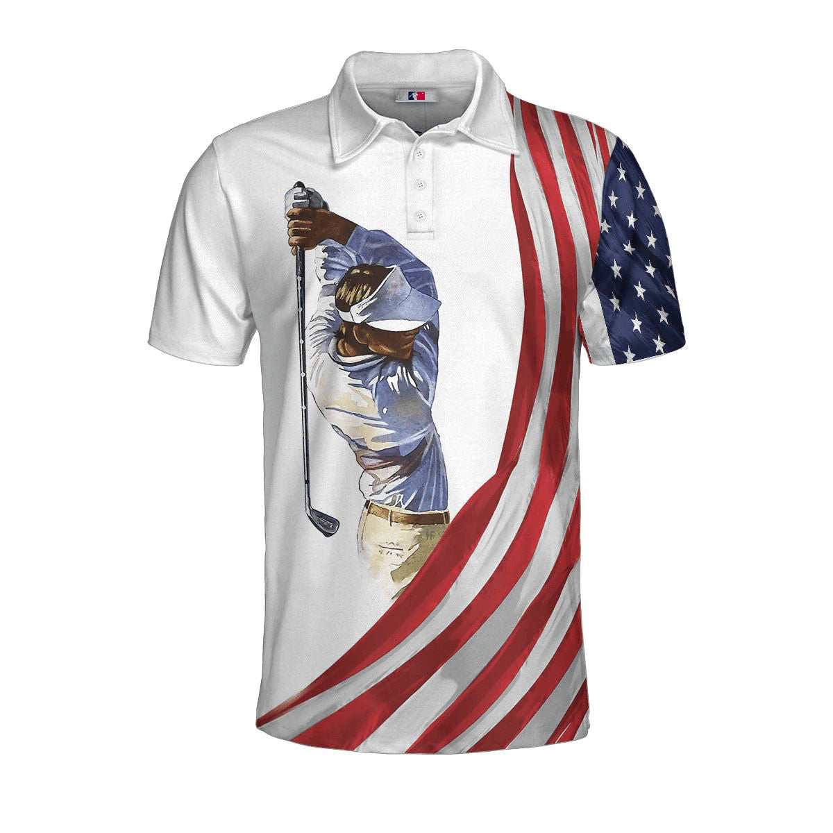 Mens & Womens American Flag Golf Art Polo Shirt, Patriotic Golf Shirt For Golfers, Golf Gift Idea For American Lovers