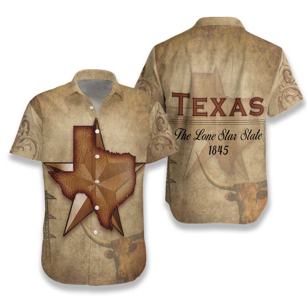 1845 The Lone Star State Texas Hawaiian Shirt, Texas Hawaii Shirt, Texas Shirt