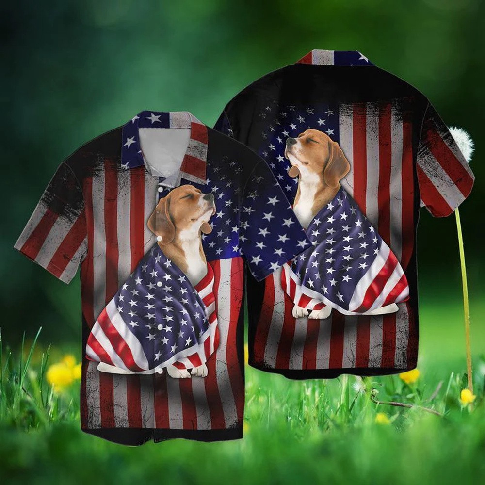 4Th Of July Beagle Dog America Graphic Print Short Sleeve Trendy Hawaiian Shirt, 4th Of July Hawaiian Shirt, 4th Of July Shirt