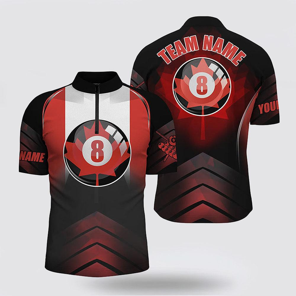 Billiard Jerseys, Custom Billiard Jerseys, 8 Ball Canadian Flag Billiard Men Jerseys Shirts, Billiard Shirt Designs