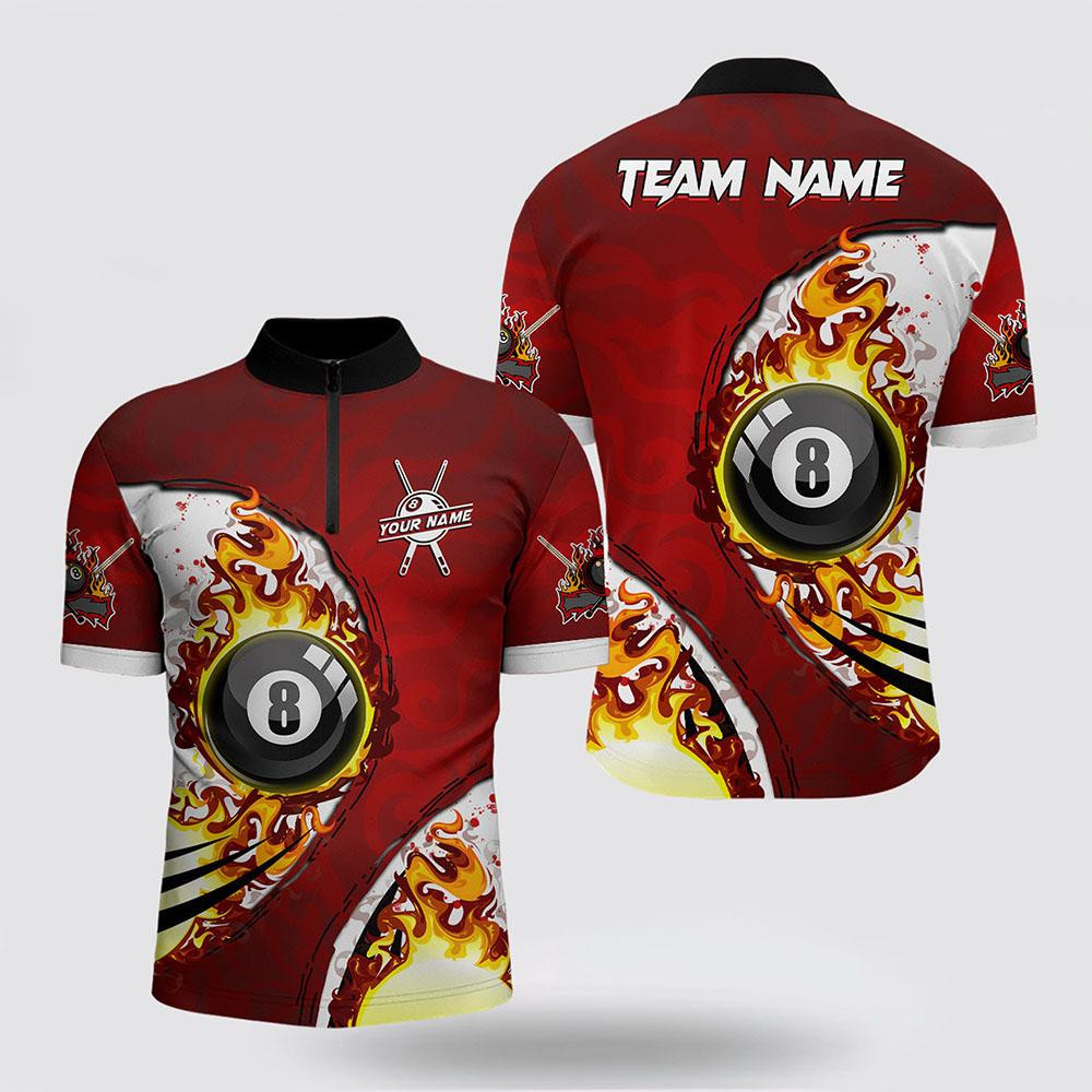 Billiard Jerseys, Custom Billiard Jerseys, 8 Ball Fire Pool Billiards Men Jerseys Shirt, Billiard Shirt Designs