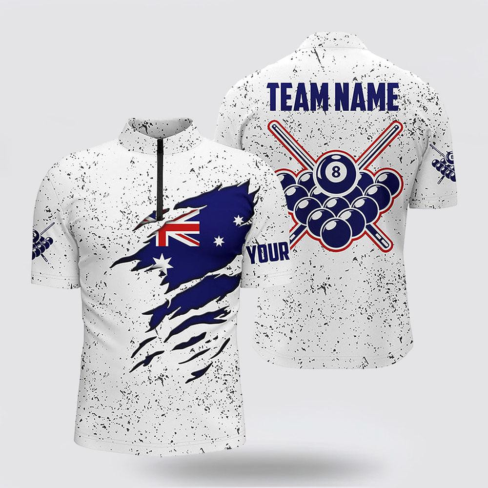 Billiard Jerseys, Custom Billiard Jerseys, 8 Ball Pool Australia Flag Men's Shirts, Billiard Shirt Designs