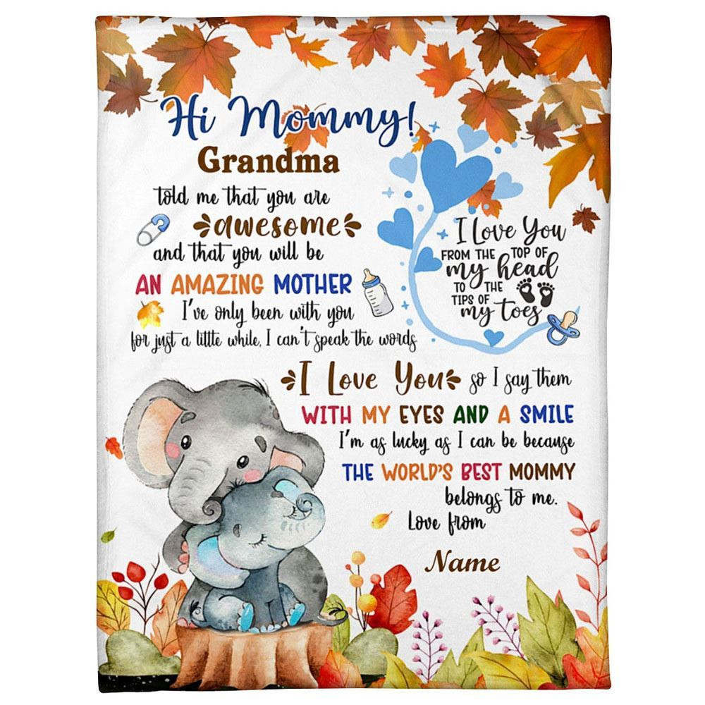 Blanket For Future Mom From Baby Hugging Elephant Autumn Season Blanket, Blankets For Mothers Day
