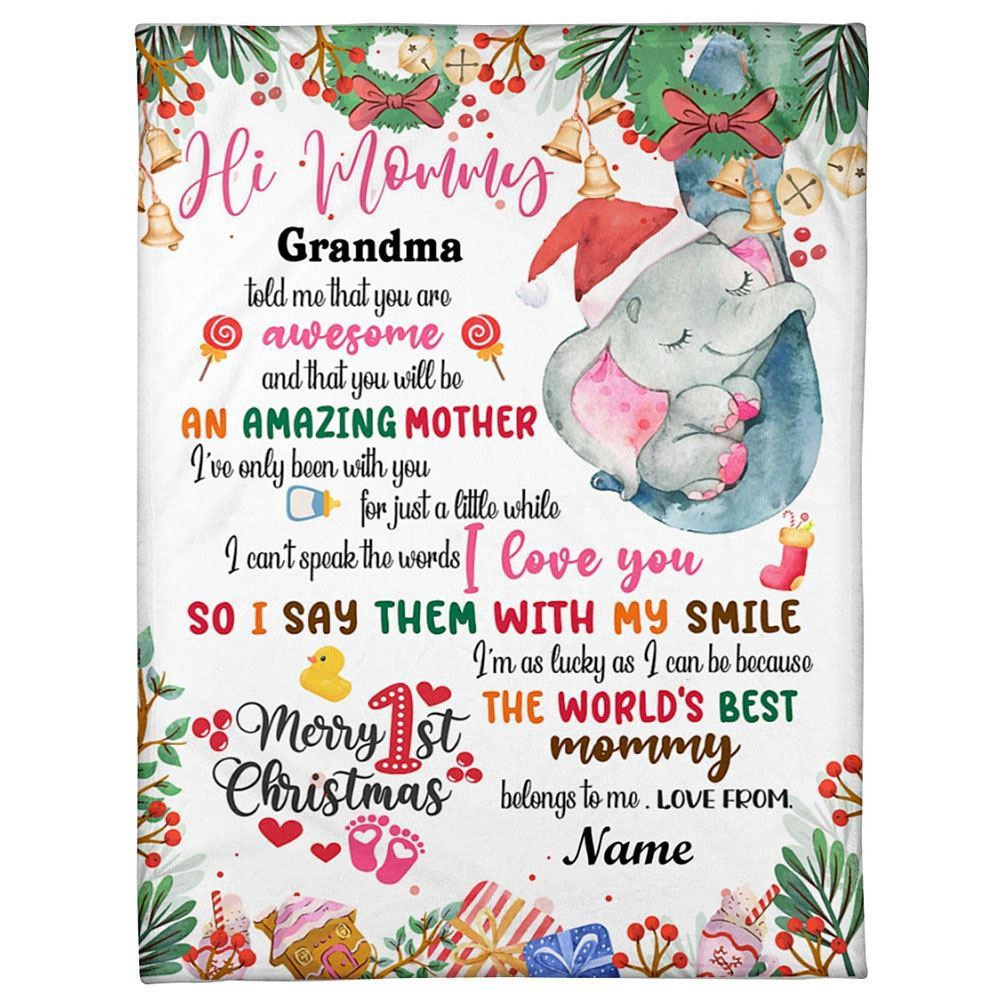Blanket For New Mom From Baby Cute Girl Elephant Wreath Ribbon Blanket, Blankets For Mothers Day