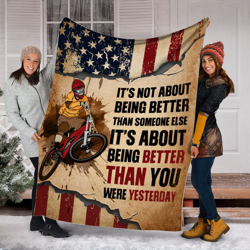Bmx It's About Being Better Than You Were Yesterday Fleece Throw Blanket - Throw Blankets For Couch - Soft And Cozy Blanket