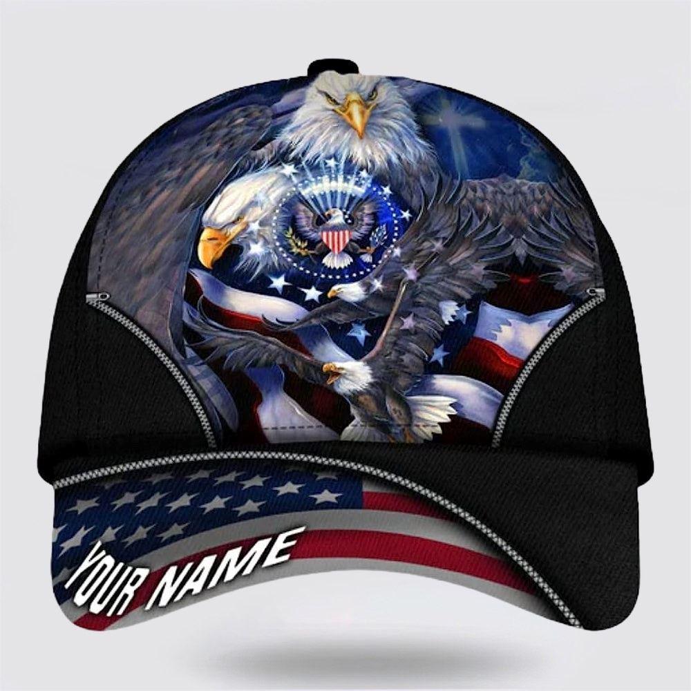 Christian Baseball Cap, Bless America Eagle With Flag Baseball Caps, Mens Baseball Cap, Women's Baseball Cap