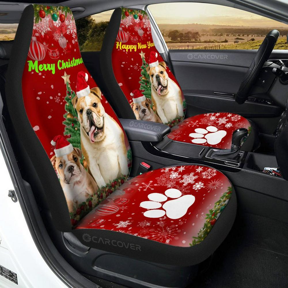 Christmas Bulldogs Car Seat Covers Custom Car Interior Accessories, Christmas Car Seat Covers