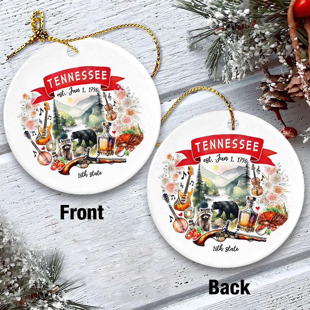 Christmas Ornament, Tennessee State Themes And Landmarks Christmas Circle Ceramic Ornament, Christmas Ornaments 2023