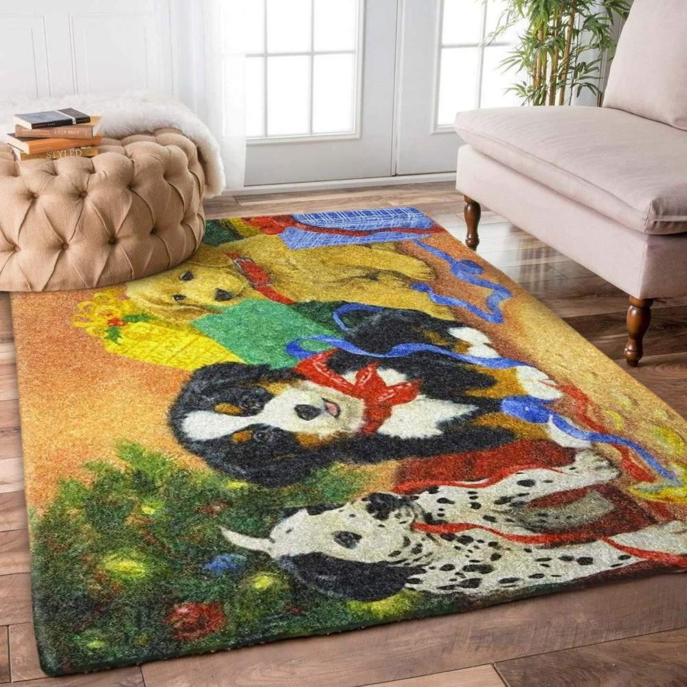 Christmas Rugs, Christmas Area Rugs, Bell Jubilee With Christmas Dog Limited Edition Rug, Christmas Floor Mats