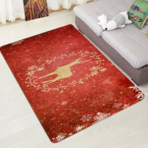 Christmas Rugs, Christmas Area Rugs, Candy Cane Comfort With Christmas Deer Limited Edition Rug, Christmas Floor Mats