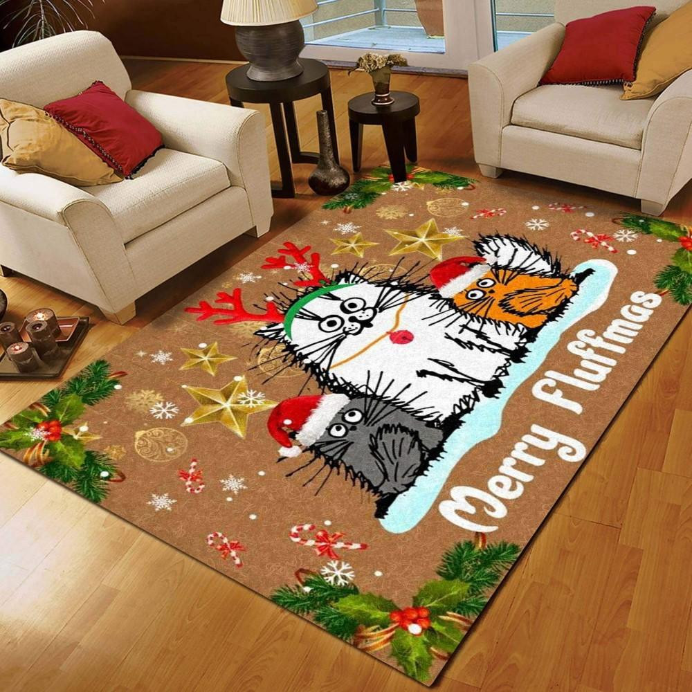 Christmas Rugs, Christmas Area Rugs, Cat Christmas Limited Edition Rug, Christmas Floor Mats