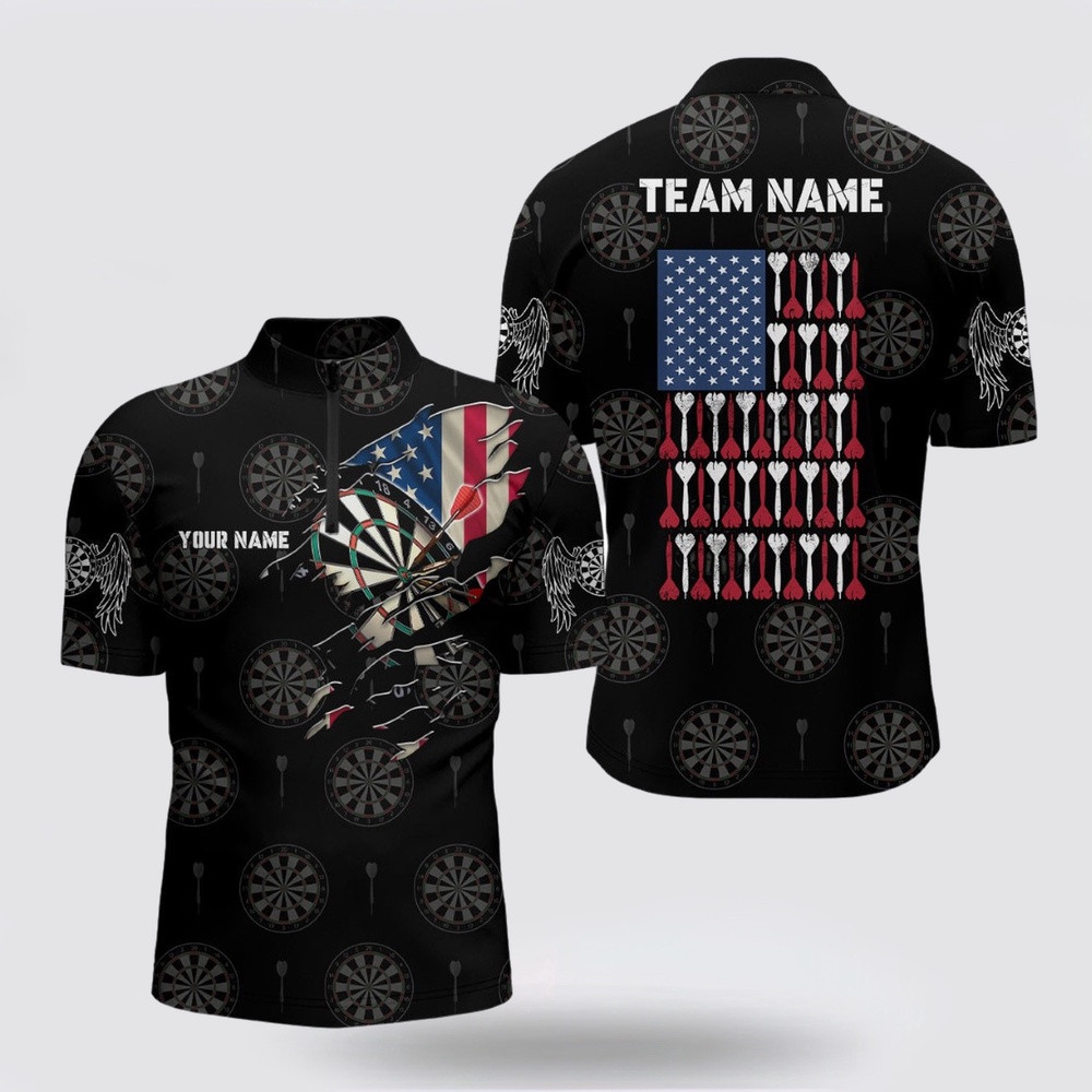 Dart Jerseys, American Flag Dart Jerseys Patriotic Darts Team Jersey For Men, Custom Dart Jerseys