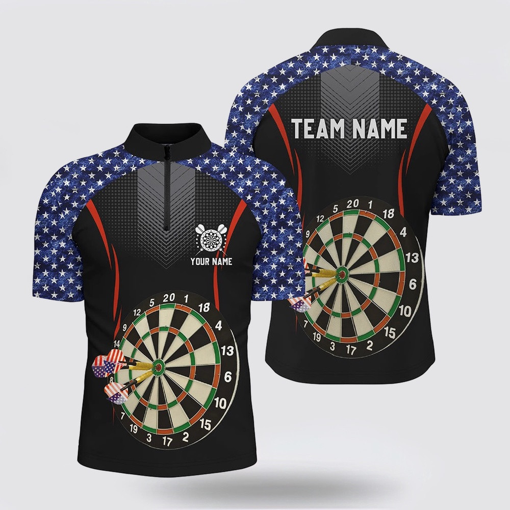 Dart Jerseys, American Flag Dart Jerseys With Name Patriotic Darts Shirt For Men, Custom Dart Jerseys