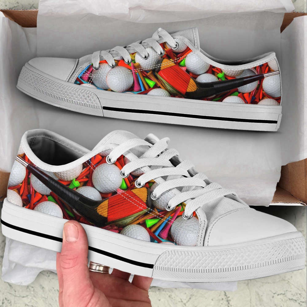 Golf Club Low Top Shoes Canvas Print Fashionable Casual Gift, Low Top Sneakers, Sneakers Low Top