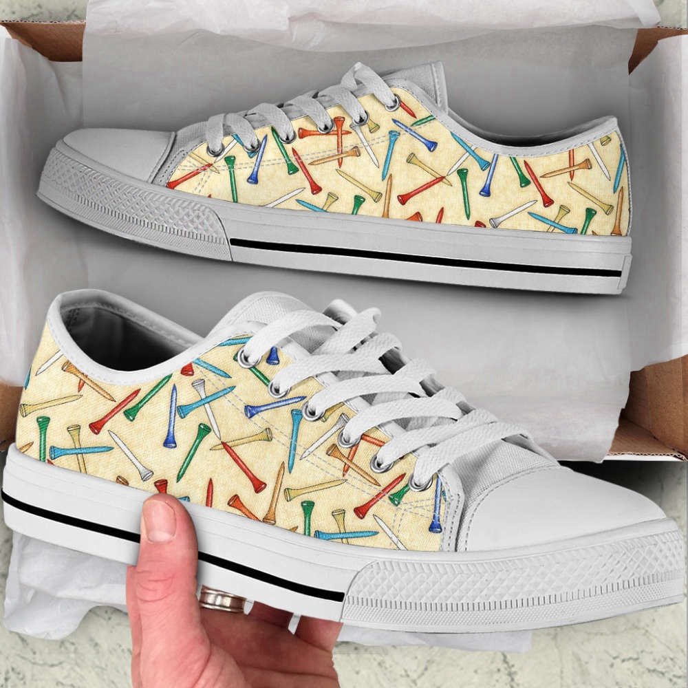 Golf Fabric Tees Low Top Shoes Stylish Canvas Print Casual Footwear, Low Top Sneakers, Sneakers Low Top