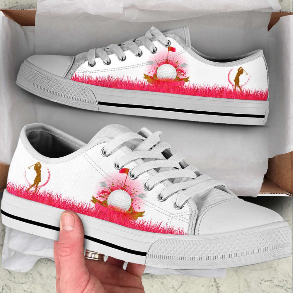 Golf Grass Hot Pink Low Top Shoes Canvas Print Lowtop Trendy Fashion, Low Top Sneakers, Sneakers Low Top