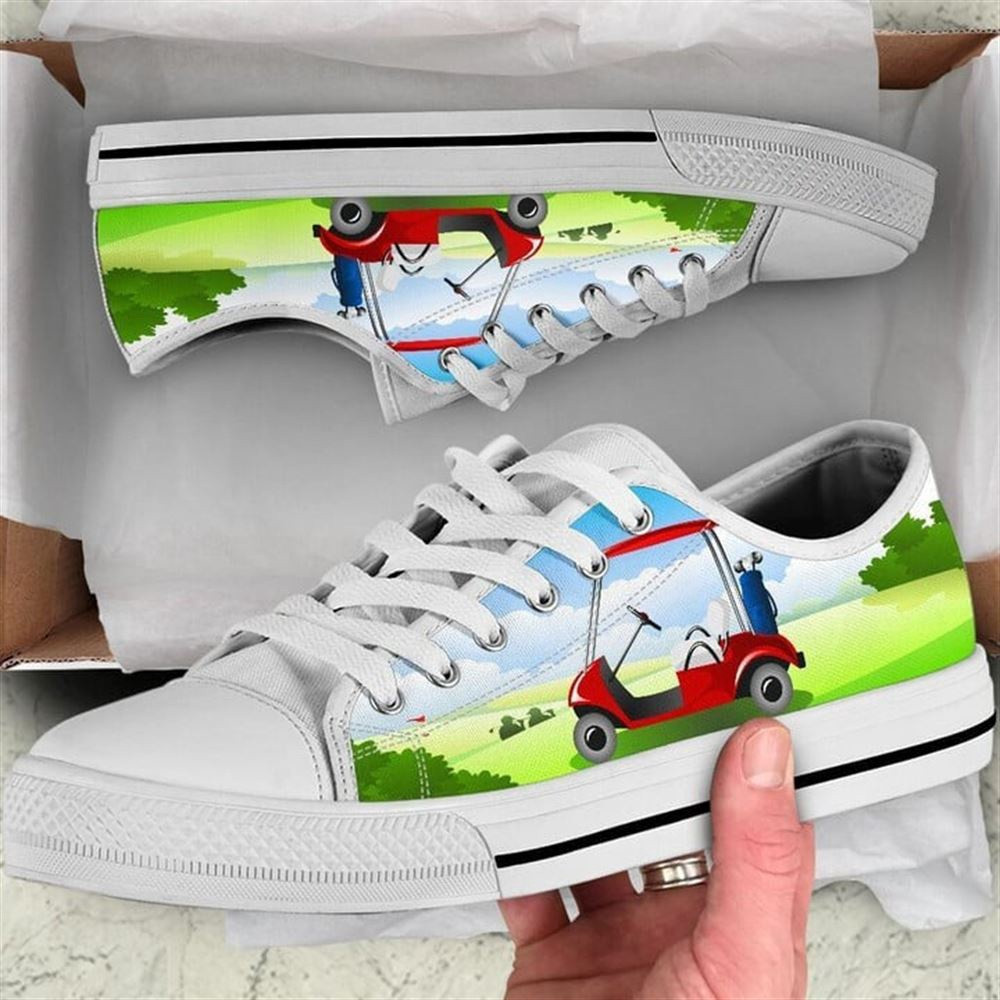 Golf Landscape Watercolor Low Top Shoes, Low Top Sneakers, Sneakers Low Top