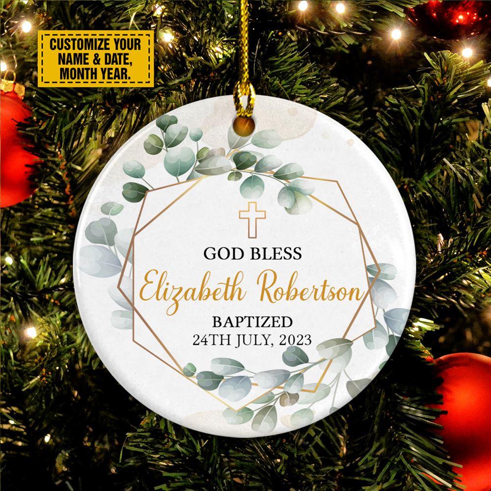 Personalised Christmas Ornament, God Bless You Circle Ceramic Ornament, Christmas Ornaments 2023