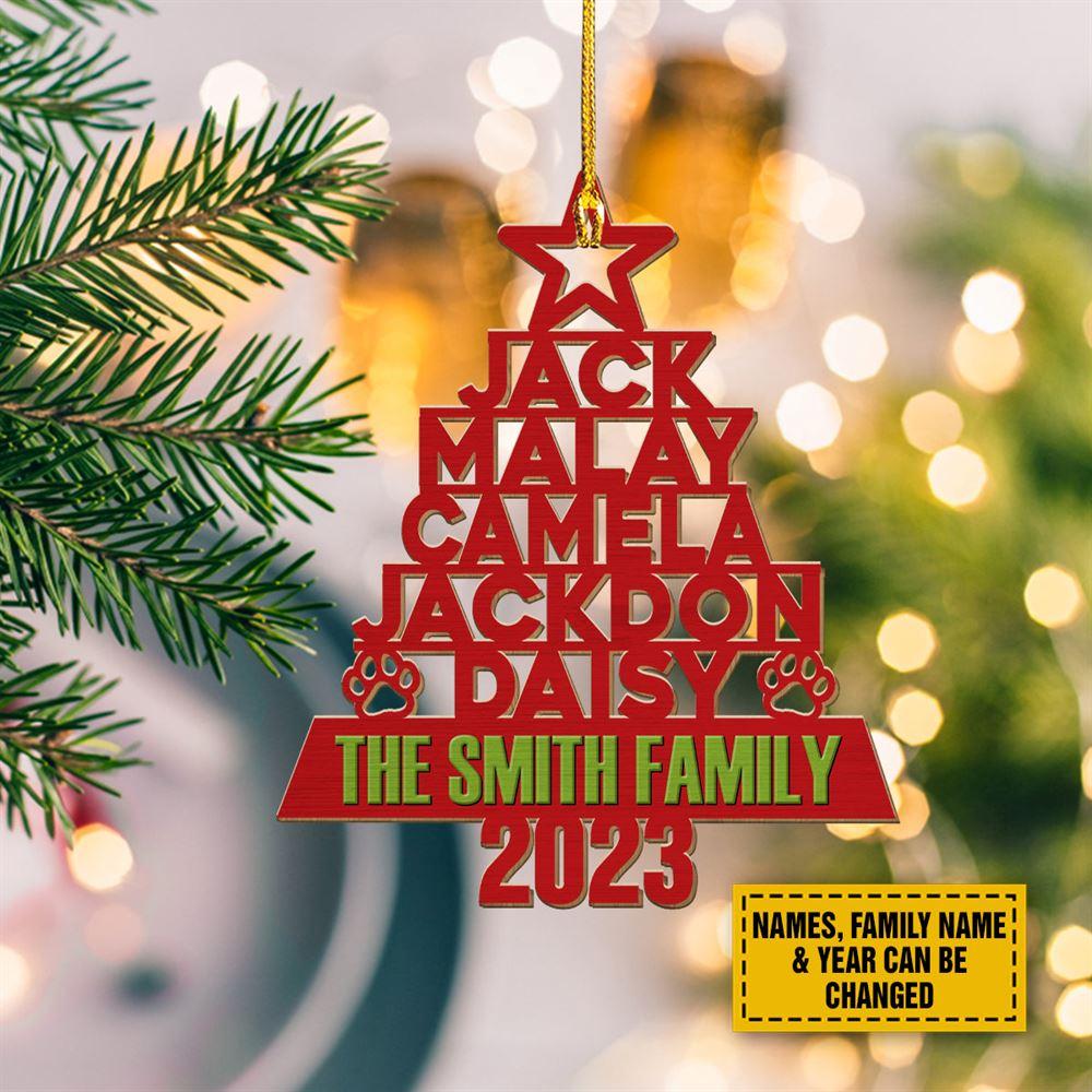 Personalised Christmas Ornament, Red Christmas Tree Customized Wood Ornaments, Christmas Ornaments 2023