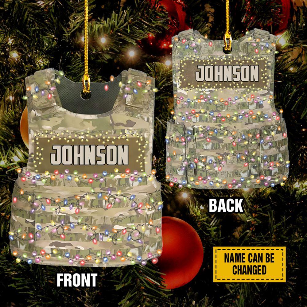 Personalised Christmas Ornament, US Armor Vest With Christmas Light Customized Acrylic Ornament, Christmas Ornaments 2023