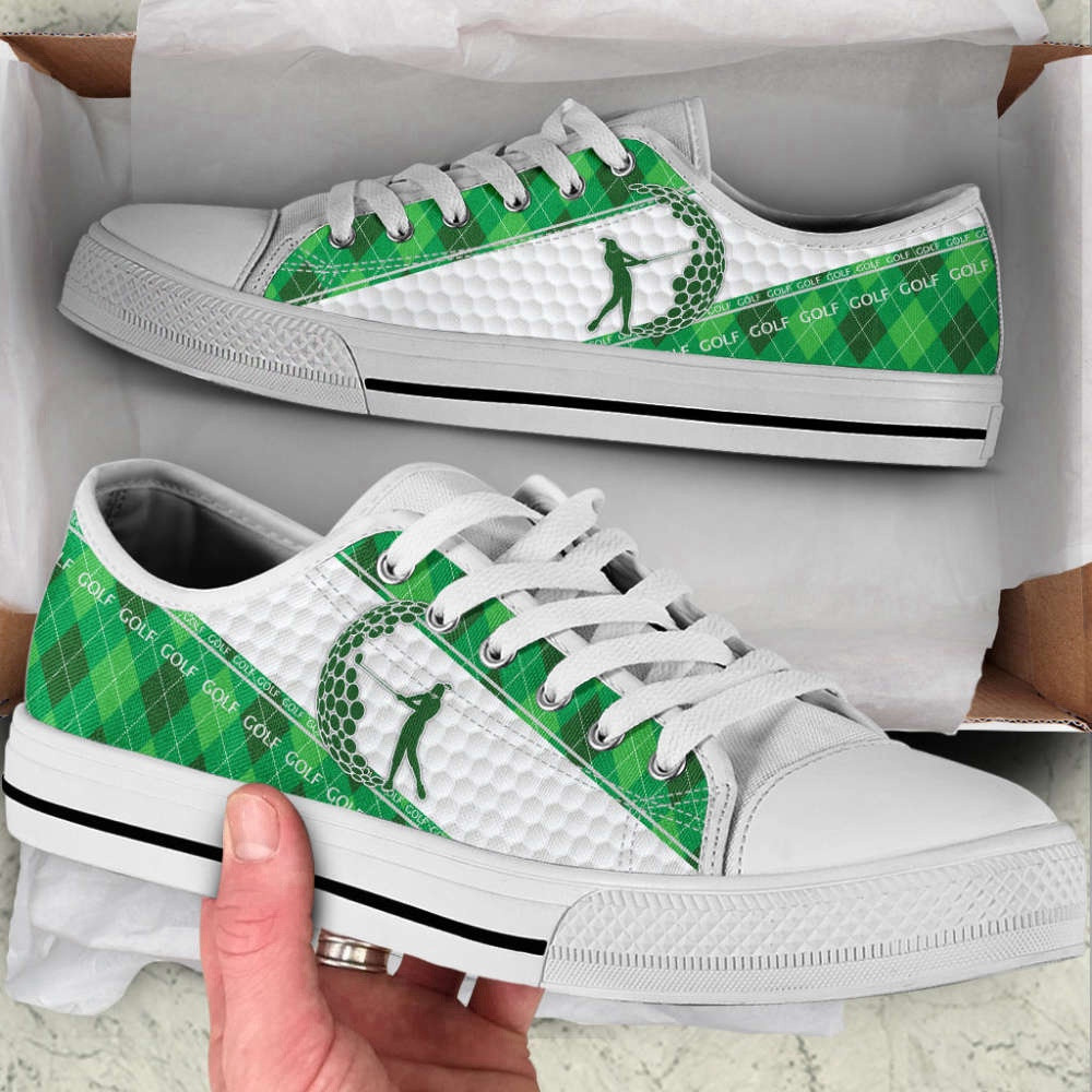 Trendy Golf Shape Ball Pattern Canvas Print Shoes, Low Top Sneakers, Sneakers Low Top