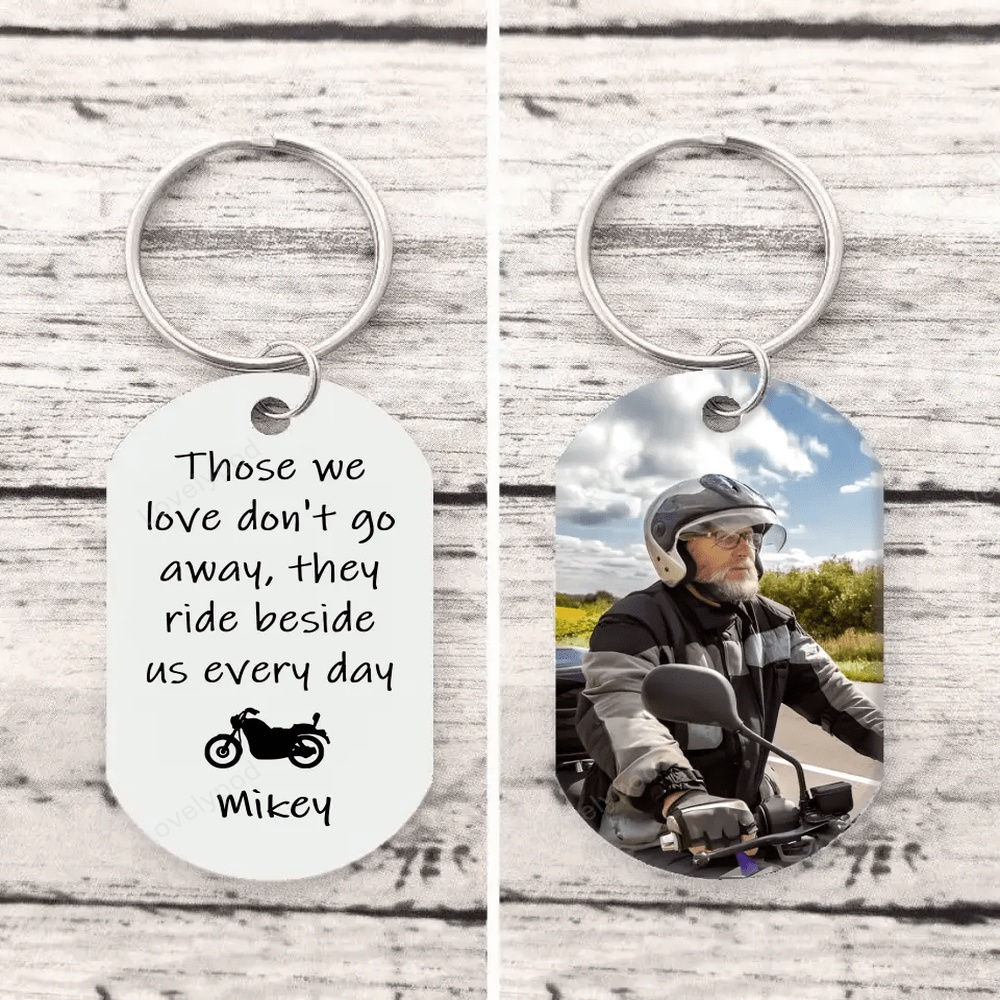 Valentine Keychain, Biker Memorial Keychain, Remembrance Gift For Motorcycle Rider, Riding With The Angels - Excoolent