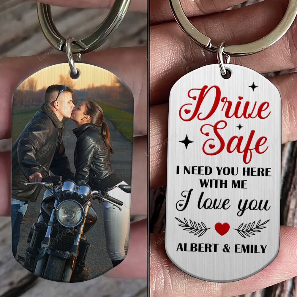 Valentine Keychain, Couple Need You Here Personalized Stainless Steel Keychain With Upload Image - Excoolent