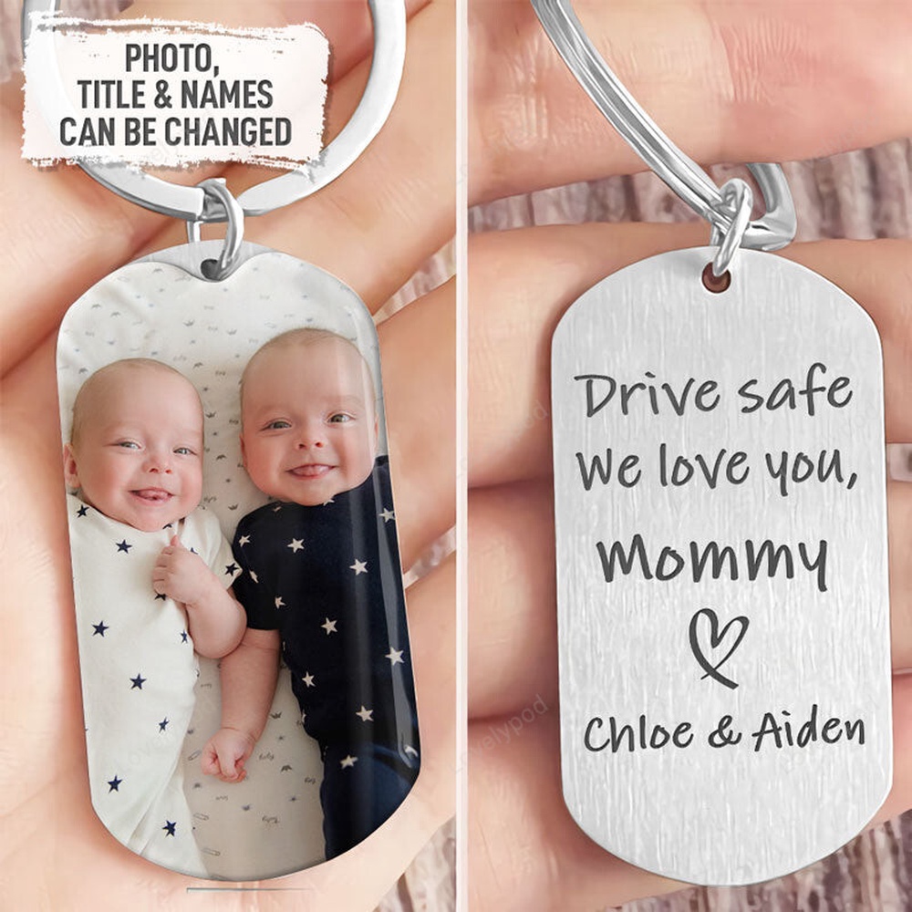Valentine Keychain, Drive Safe I Love You, Personalized Keychain, Gifts For Mommy, Custom Photo Keychain - Excoolent