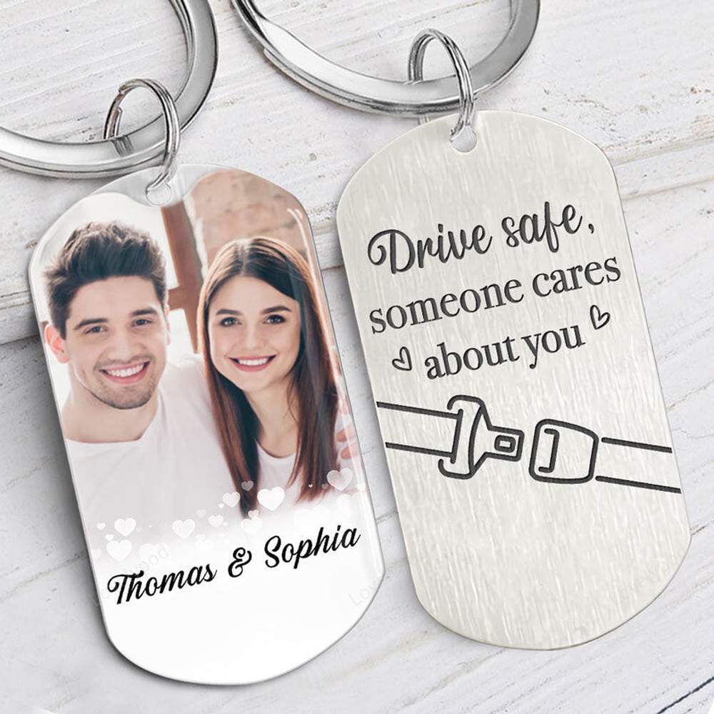 Valentine Keychain, Drive Safe Someone Cares About You Aluminium Keychain - Excoolent